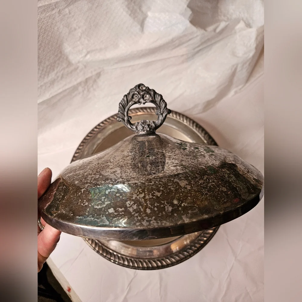 Vintage Silver Plated Serving Dish with Lid Silv 1158 Antique